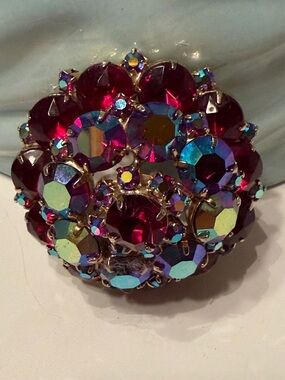 Vintage Aurora Borealis Ruby Red Booch